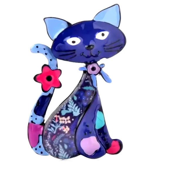 New Colorful Enamel Cat Brooch - Picture 1 of 1